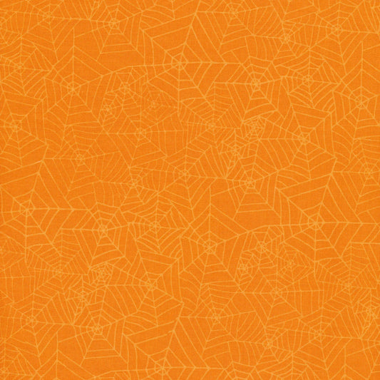 The Boo Crew Spider Webs Orange Susan Winget Wilmington Prints Cotton Fabric