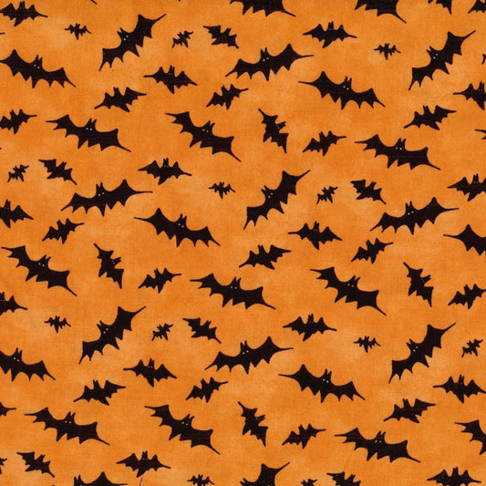 The Boo Crew Tossed Bats Orange Susan Winget Wilmington Prints Cotton Fabric