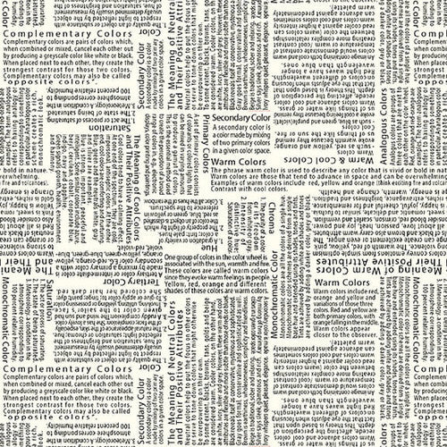 The Language of Color Newsprint Off-White Chelsea DesignWorks Studio E Cotton  Fabric