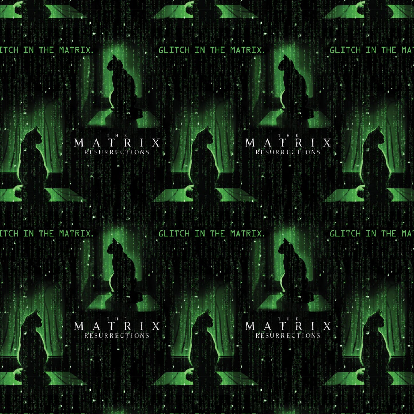 The Matrix Cat Black Camelot Cotton Fabric