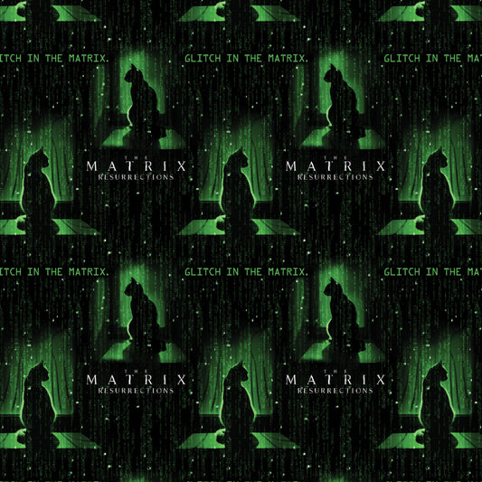 The Matrix Cat Black Camelot Cotton Fabric