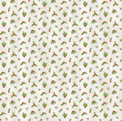 The Scarlet Feather Mini Holly Toss Pale Grainy Deborah Edwards Northcott Cotton Fabric