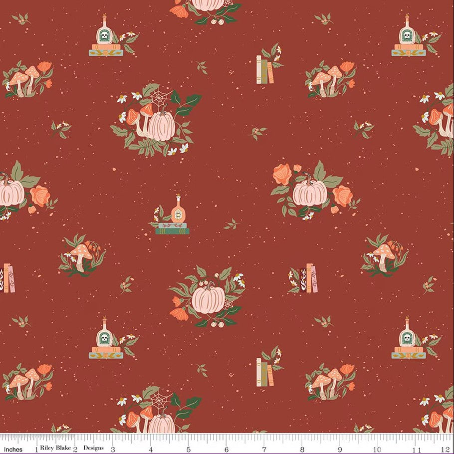 The Apothecary Botanicals Rust Amber Elliot Riley Blake Designs Cotton Fabric RB-C17551-RUST