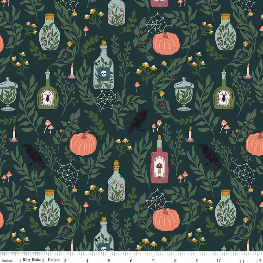 The Apothecary Main Deep Teal Amber Elliot Riley Blake Designs Cotton Fabric RB-C17550-DEEPTEAL