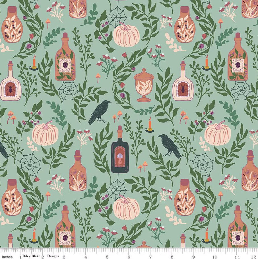 The Apothecary Main Mint Amber Elliot Riley Blake Designs Cotton Fabric RB-C17550-MINT