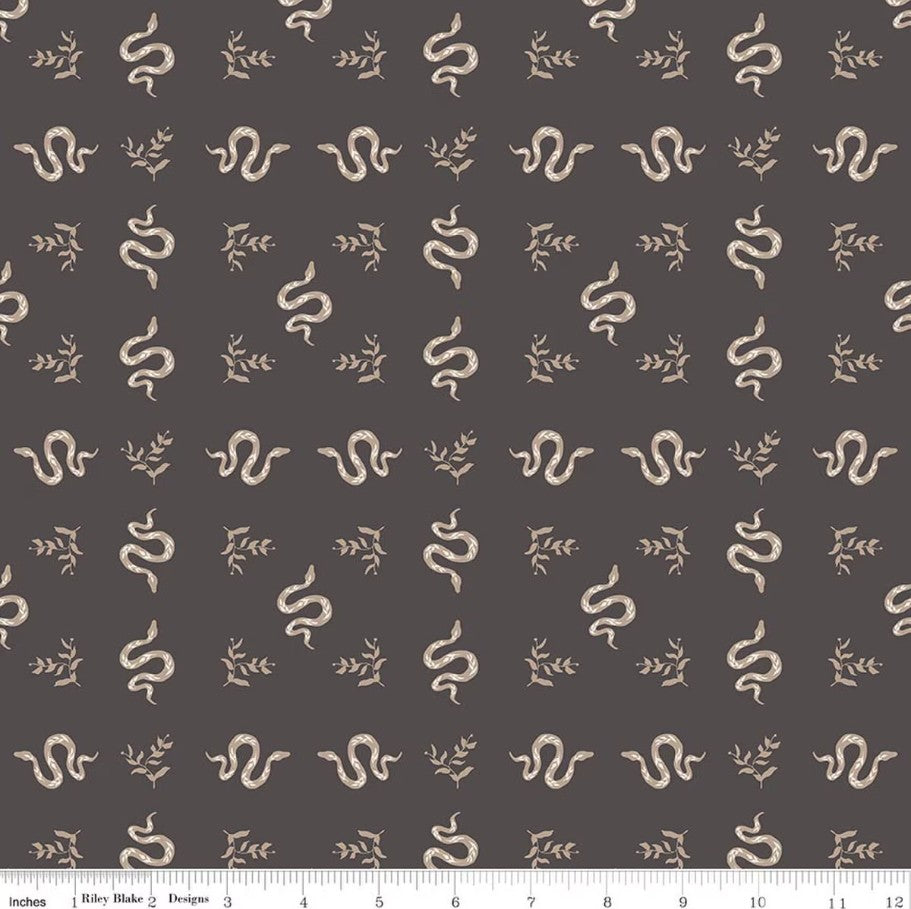 The Apothecary Serpents Charcoal Amber Elliot Riley Blake Designs Cotton Fabric RB-C17556-CHARCOAL