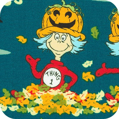 The Cat the Hat Teal by Dr. Seuss Enterprises Robert Kaufman Cotton Fabric