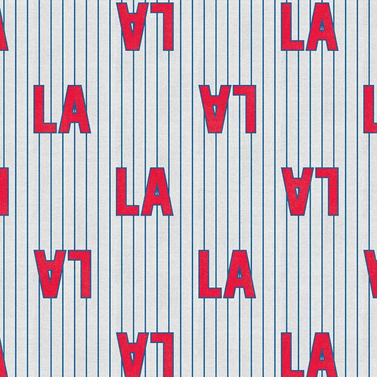 The Final Inning Los Angeles LA Baseball Jersey Stripe Red Blue Paintbrush Studio Cotton Fabric PBS-120-26599