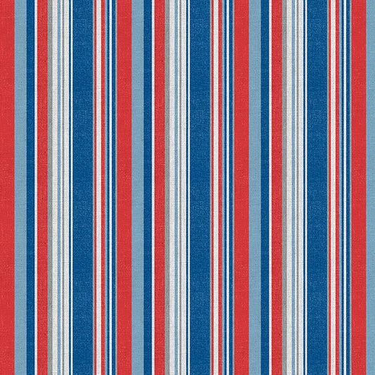 The Final Inning Los Angeles LA Baseball Spirit Stripe Red Blue Paintbrush Studio Cotton Fabric PBS-120-26604