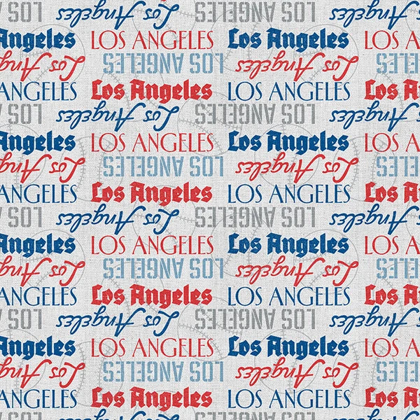 The Final Inning Los Angeles LA Baseball Text Words Stripe Red Blue Paintbrush Studio Cotton Fabric PBS-120-26591