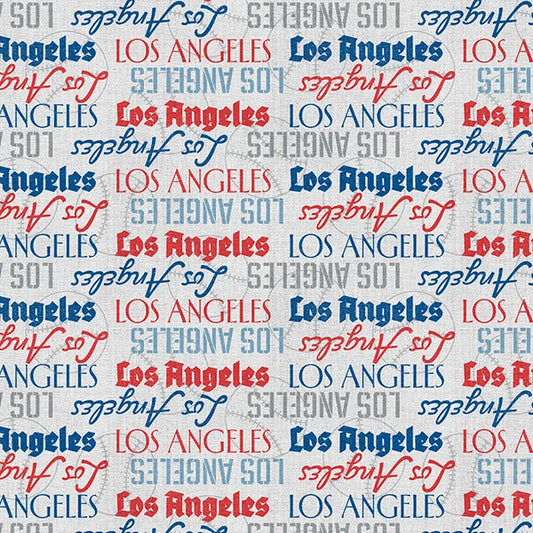 The Final Inning Los Angeles LA Baseball Text Words Stripe Red Blue Paintbrush Studio Cotton Fabric PBS-120-26591