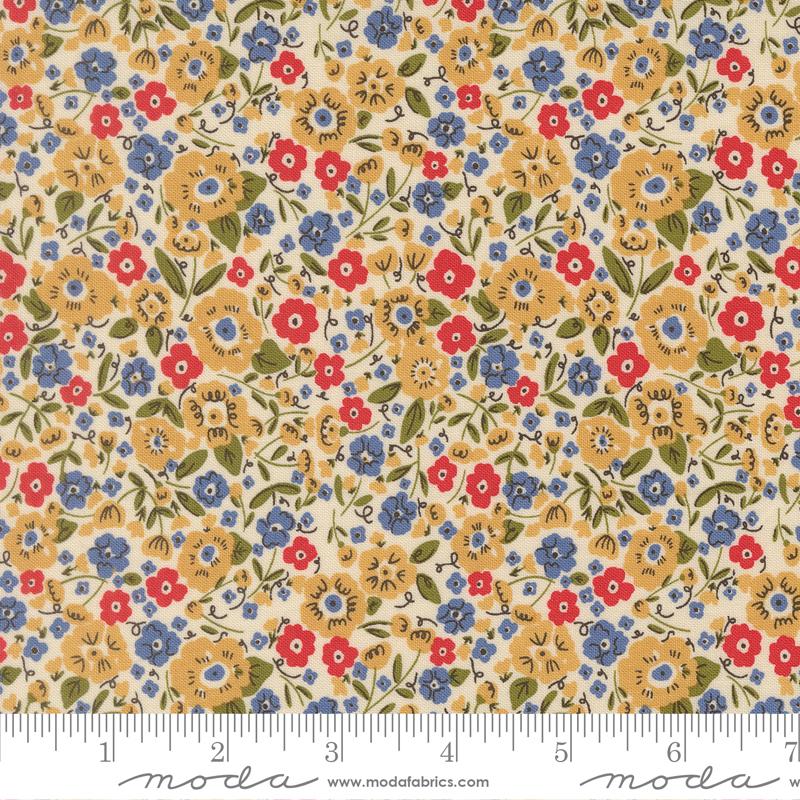 The Henhouse Calico Small Floral Tomato Red Gingiber Moda Cotton Fabric MD-48435-26