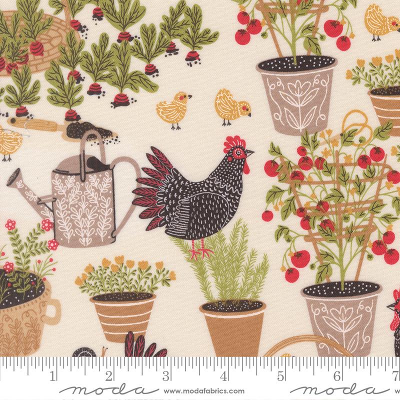 The Henhouse Chicken Garden Cloud Multi Gingiber Moda Cotton Fabric MD-48430-11