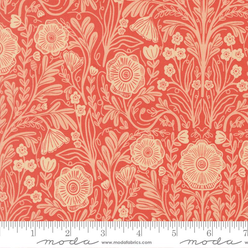 The Henhouse Poppy Florals Tomato Red Gingiber Moda Cotton Fabric MD-48432-17