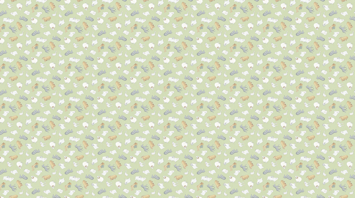 The Nativity Animal Toss Green Multi Northcott Cotton Fabric NC-DP28993-74