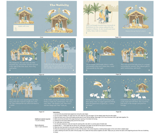 The Nativity Night of the Birth Book Panel 36" Blue Multi Northcott Cotton Fabric NC-DP28994-42