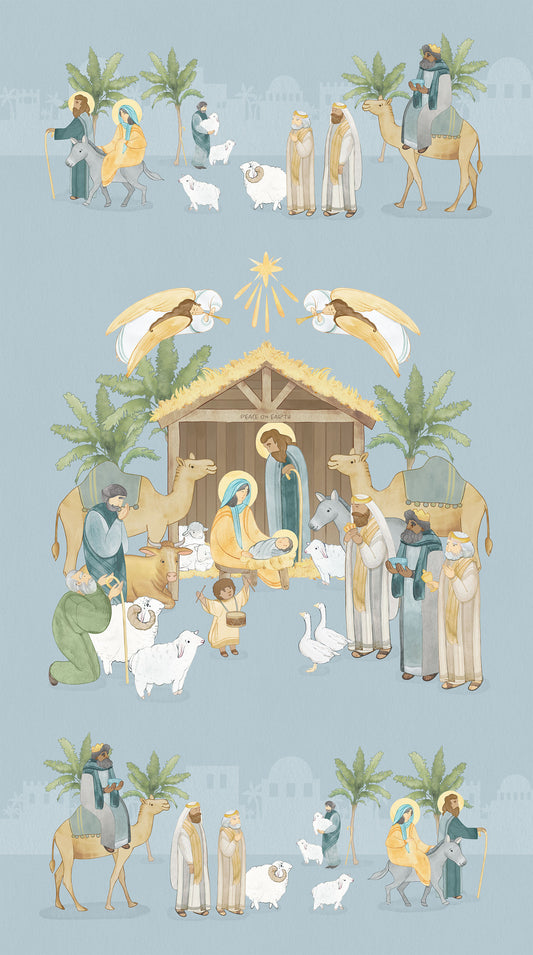 The Nativity Panel 24" Blue Multi Northcott Cotton Fabric NC-DP28990-42