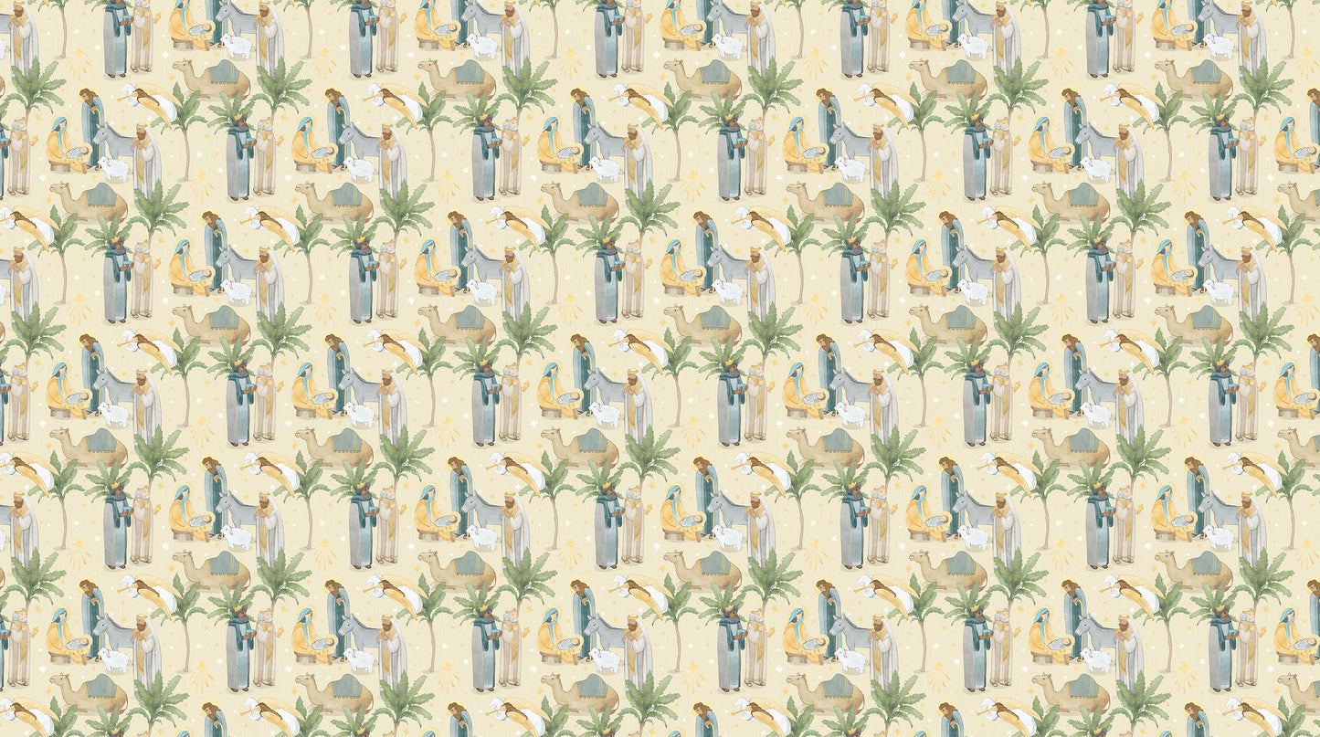 The Nativity Scenic Cream Multi Northcott Cotton Fabric NC-DP28992-11