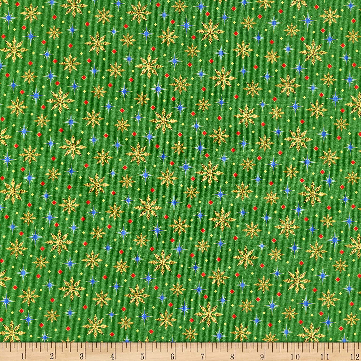 The Nativity Stars Green Quilting Treasures Cotton Fabric