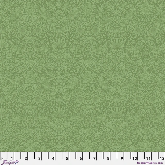 The Trellis Palette Tonal Strawberry Thief Herball Green The Original Morris & Co. Free Spirit Cotton Fabric FS-PWWM153.HERBALL