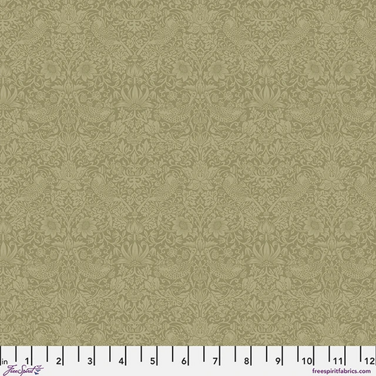 The Trellis Palette Tonal Strawberry Thief Olive Fruit The Original Morris & Co. Free Spirit Cotton Fabric FS-PWWM153.OLIVEFRUIT