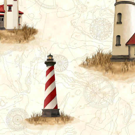 This and That VIII Lighthouse Beige Quilting Treasures Cotton Fabric