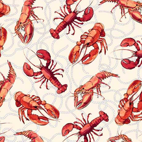 This and That VIII Lobsters Beige Quilting Treasures Cotton Fabric