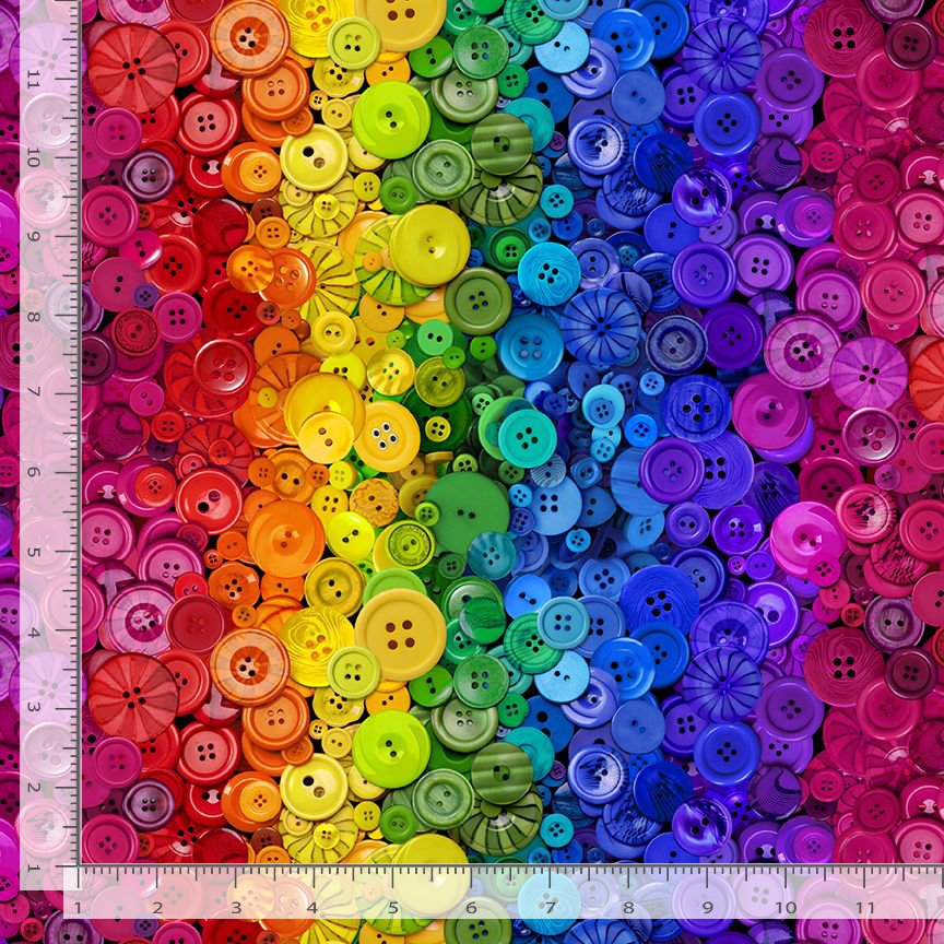 Thread & Thimble Button Wave Stripe Multi Timeless Treasures Cotton Fabric TT-SEW-CD3202-MULTI