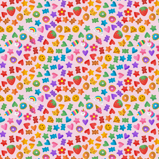Thread of Friendship Rainbow Beads Pink Paintbrush Studio Cotton Fabric PBS-120-24994