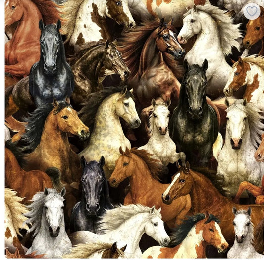 Thunder Stacked Horses Oasis Cotton Fabric OA-59-9141 