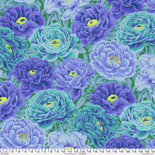 Tibetan Peony Blue Philip Jacobs August 2025 Kaffe Fassett Collective Free Spirit Cotton Fabric FS-PWPJ136.BLUE