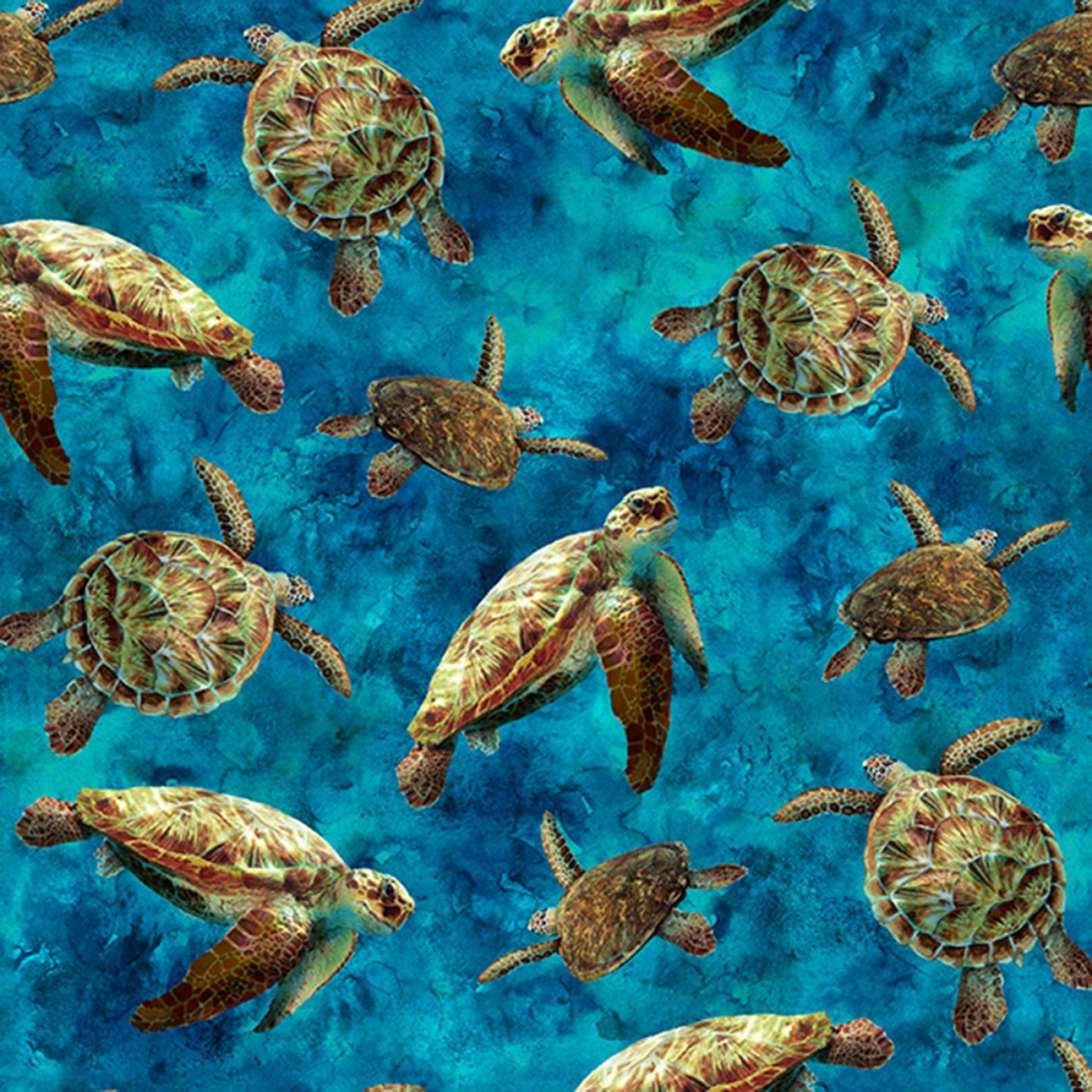 Tides of Color Sea Turtle Turquoise Hoffman Cotton Fabric