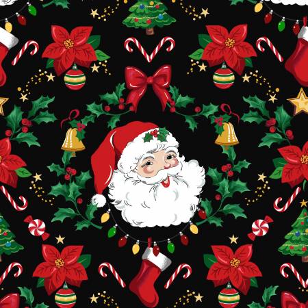 Tidings & Joy Santa Trimmings Black Freckle and Lollie Cotton Fabric