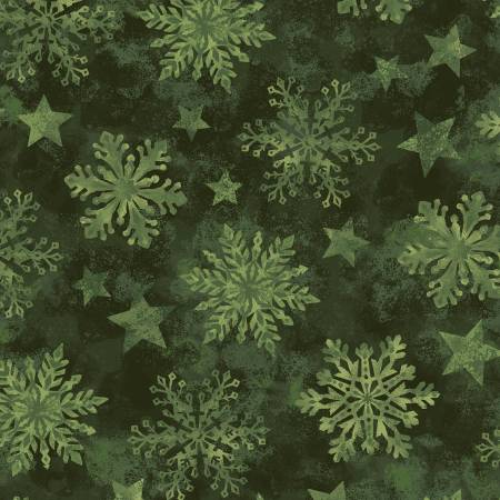 Tidings & Joy Snowflake Menagerie Green Freckle and Lollie Cotton Fabric