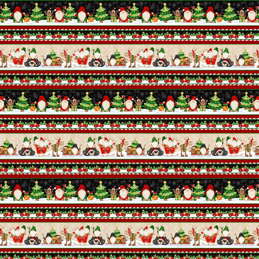 Timber Gnomes Tree Farm Border Stripe Shelly Comiskey Henry Glass Cotton Fabric