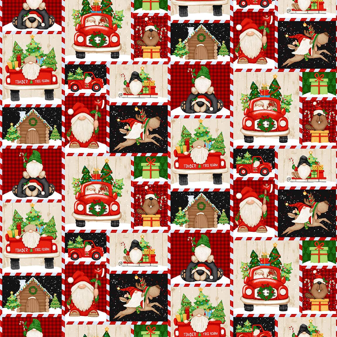 Timber Gnomes Tree Farm Gnome Patchwork Shelly Comiskey Henry Glass Cotton Fabric