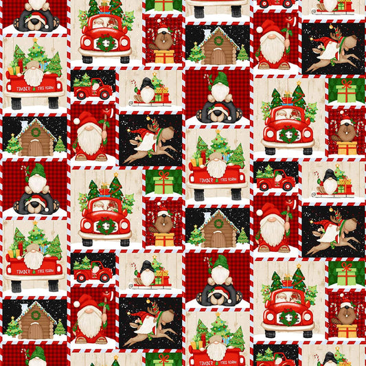 Timber Gnomes Tree Farm Gnome Patchwork Shelly Comiskey Henry Glass Cotton Fabric