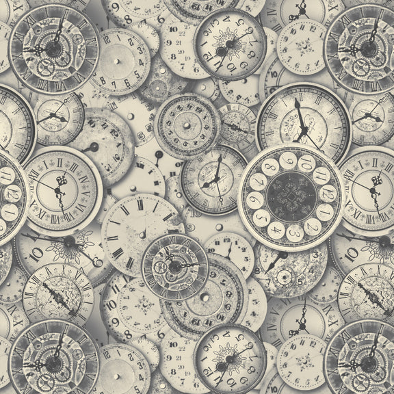 Time Travel Time Pieces Light Gray Urban Essence Designs Blank Quilting Cotton Fabric | US Fabric Shop