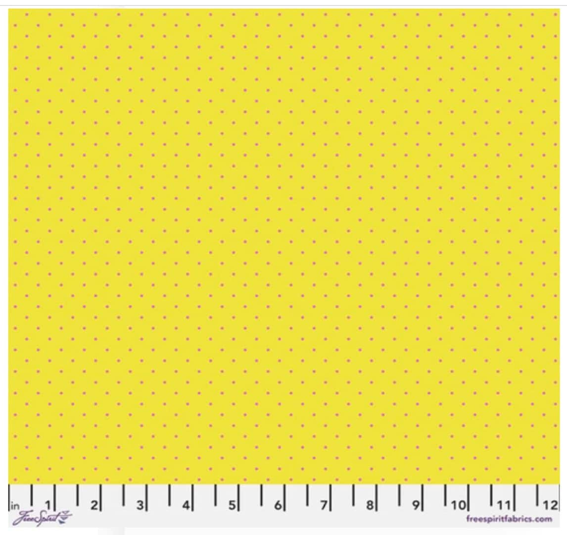 Tiny Dots Flare Yellow Pink Tula Pink Free Spirit Cotton Fabric