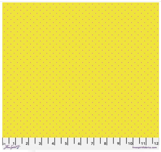 Tiny Dots Flare Yellow Pink Tula Pink Free Spirit Cotton Fabric