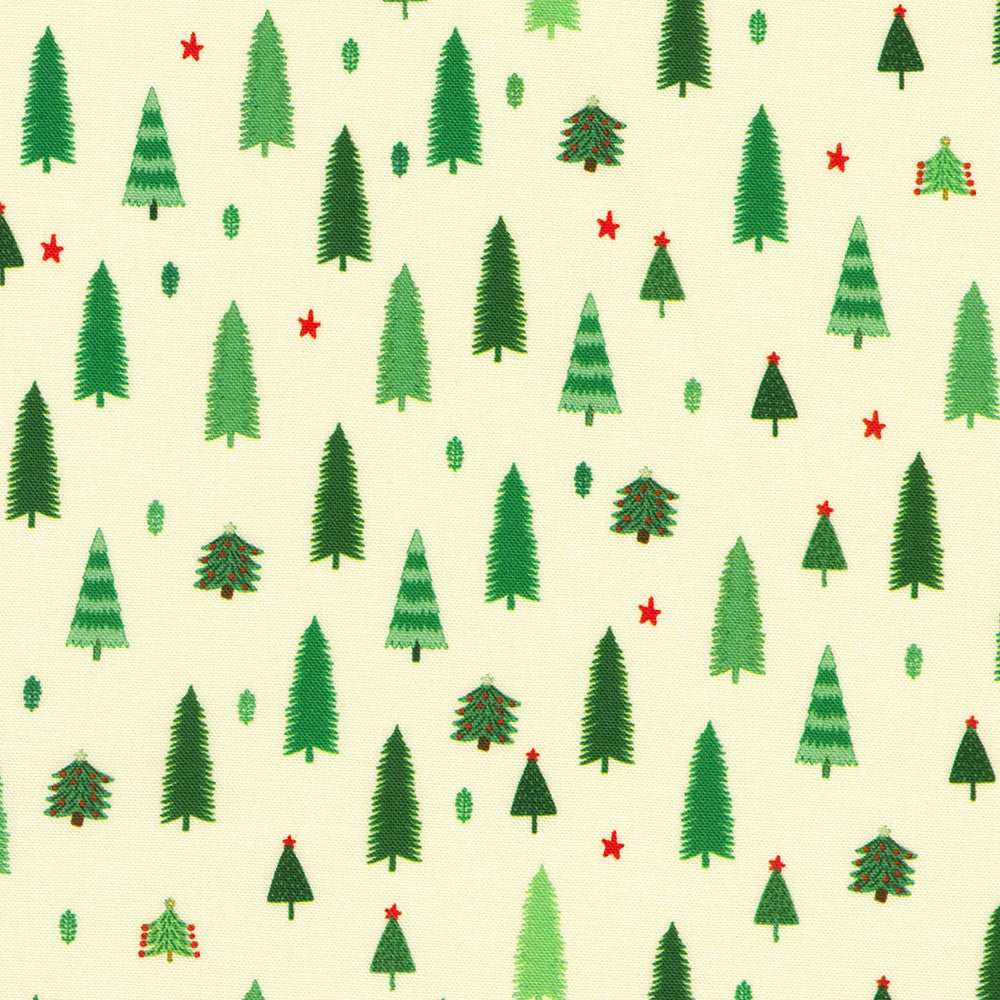 Tiny Tidings Christmas Tree Natural Cream Robert Kaufman Cotton Fabric RK-SRKD-23910-14