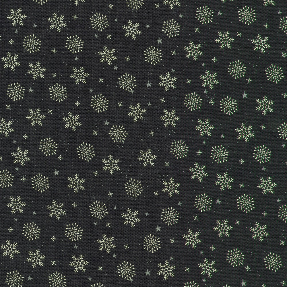 Tiny Tidings Snowflakes Black Robert Kaufman Cotton Fabric RK-SRKD-23911-2