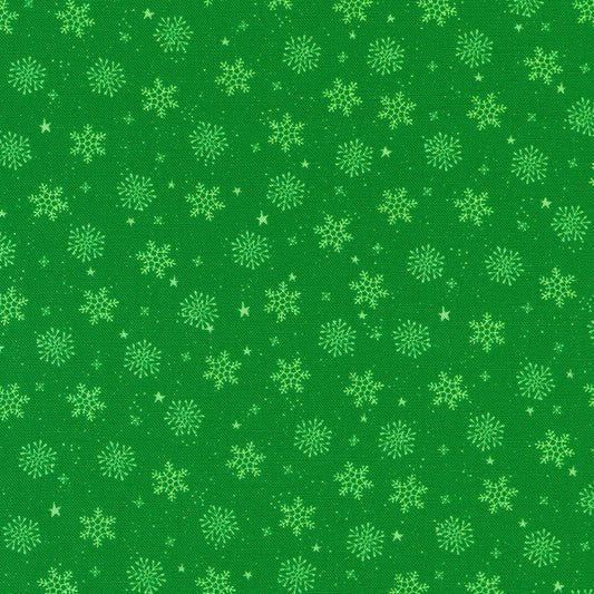 Tiny Tidings Snowflakes Holly Green Robert Kaufman Cotton Fabric RK-SRKD-23911-240