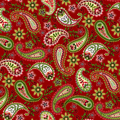 Tis the Season Paisley Red Art Loft Studio E Fabrics Cotton Fabric