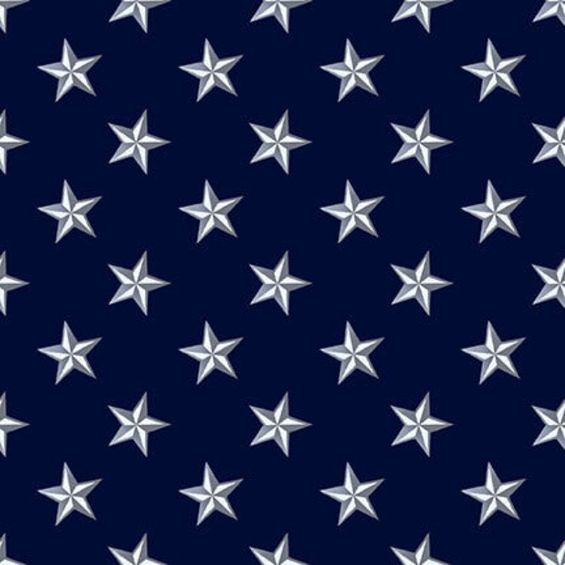 To The Rescue Patriotic Silver Star Navy Blue Henry Glass Cotton Fabric