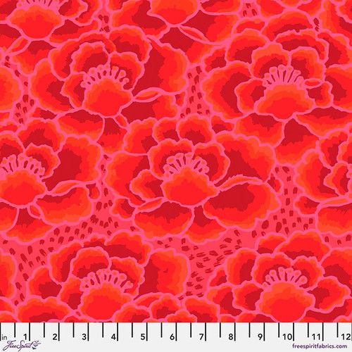 Tonal Floral Red February 2023 Kaffe Fassett Collective Free Spirit Cotton fabric