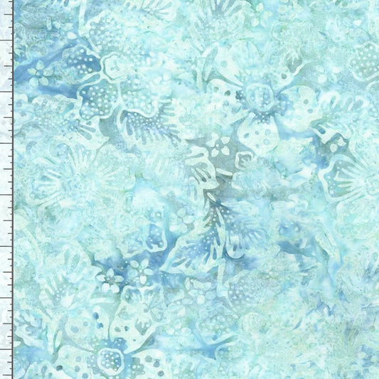 Tonga Batiks Exotic Tropical Flowers Seafoam Blue Timeless Treasures Cotton Batik Fabric