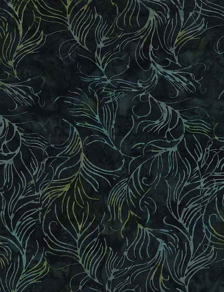 Tonga Evening Sky Batiks Swirly Palm Leaves Twilight Black Timeless Treasures Batik Cotton Fabric