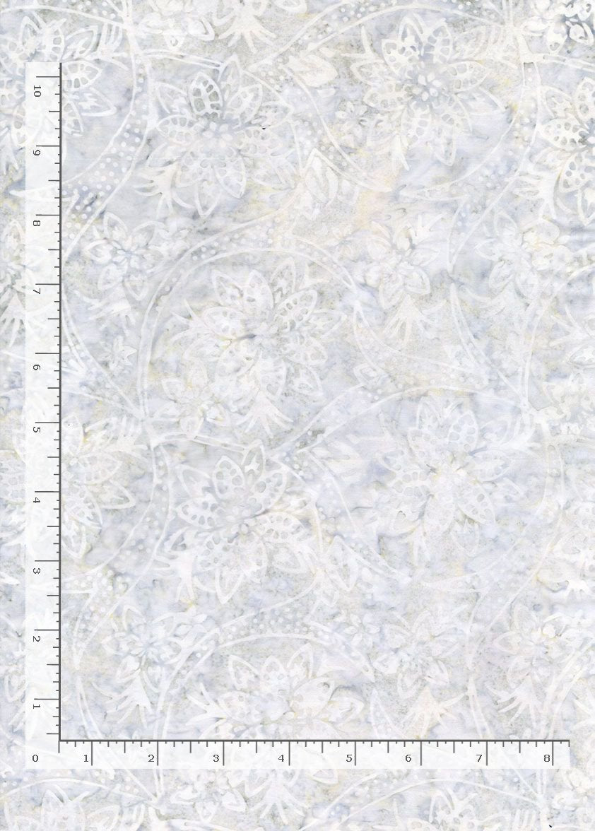 Tonga Tradition Batiks Holiday Tonal Floral Mist Blue Grey Timeless Treasures Cotton Batik Fabric TT-TONGA-B6875-MIST | US Fabric Shop