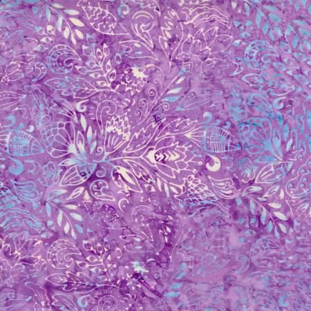 Tonga Mermaid BATIK Aquatic Floral Plum Purple Timeless Treasures Cotton Batik Fabric TT-B4033-PLUM